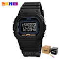 Miniatyrbild 1 av 6: SKMEI Multifunktionell Digital Watch Herr 2 Time Count Down Herrarmbandsur Mode Retro Manklockor reloj hombre 1628 Black with box