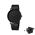 Miniatyrbild 1 av 6: Watch 2022 Lyxmode Enkel Armbandsur Läder Guld Urtavla Casual Man Brecalet Quartz Clock Vip-länk för droppe 568 Black