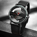 Miniatyrbild 3 av 6: Enkla klockor för män Toppmärke 2023 Mode Quartz Armbandsur Dam Creative Halv Transparent Urtavla Unisex Armband reloj hombr 758 Gray