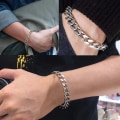 Miniatyrbild 4 av 6: Vnox 18-70 cm Curb Chain Halsband 3-11 mm Miami Cuban Link Klassisk Punk, tungmetall, Långt Damhalsband i rostfritt stål 9mm Black 21cm Bracelet