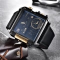Miniatyrbild 2 av 6: Fyrkantiga klockor Herr LED Vattentät Flera tidszoner Herrklockor Lyxmärke Relogio Masculino Montre Homme Watch With Box (white)