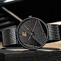 Miniatyrbild 6 av 6: Märke Herrklockor Herr Enkelt Ultratunt mesh i rostfritt stål Bälte Quartz Clock Man Business Läder Armbandsur reloj hombre Mesh Black Red
