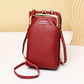 Miniatyrbild 1 av 6: Ny Clip Designer Telefonficka Axelväska för Kvinnor Mjukt Pu Läder Kvinna Små Crossbody Väskor Dam Messenger Handväska Handväska Red