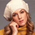 Miniatyrbild 6 av 6: Dam Beret Stickad Lös Stickad Virkad Mössa Skidmössa Vinter Varm Mössa Beige