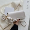 Miniatyrbild 1 av 6: Petscog Luxury Designer Axelväskor Crossbody Väskor För Kvinnor Pu Läder Trend Kvinnlig Underarm Väska Mode Handväska Flap Handväskor White A (20cmMax Length30cm)
