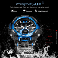 Miniatyrbild 3 av 6: SMAEL Dual Time Army Watch för män Lysande Vattentät Quart Digital Armbandsur Väckarklocka LED Bakgrundsbelysning Kalender 1805 Black blue-Box