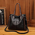 Miniatyrbild 5 av 6: Handväskor med stor kapacitet Dam Mjukt läder Axelväska Crossbody-väska Dam Bucket-väskor Retro Tote Lyxväska Handväska och handväska Black 38xx15x32cm