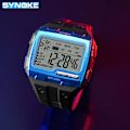 Miniatyrbild 3 av 6: SYNOKE Digital watch för män Stora siffror Lätt att läsa 3ATM Vattentät män Digital watch Utomhussport Lysande funktion silver