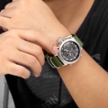 Miniatyrbild 6 av 6: GOLDENHOUR Top Lyx Märke Utomhus Sport Watch Herr Army Canvas Klockor Auto Date Display Quartz Armbandsur Relogio Masculino Black With Box
