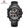 Miniatyrbild 1 av 6: Nya original NAVIFORCE Business Luxury Läder Klockor Herr Sport 3ATM Vattentät LCD Display Watch För Man Quartz Armbandsur BWB