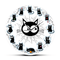 Miniatyrbild 2 av 6: Svart Katt Glädje Stil Väggklocka Kattungar Väggkonst Tyst Klocka Cartoon Katter Barnrum Barnkammare Dekorativ Väggklocka Kattälskare Present White Frame With LED