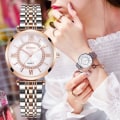 Miniatyrbild 2 av 6: Toppmärke Lyx 2022 Damklockor Mode Diamond Damarmbandsur Rostfritt stål Rose Gold Mesh Armband Watch XR4142-SRG
