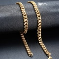 Miniatyrbild 1 av 6: Vnox 18-70 cm Curb Chain Halsband 3-11 mm Miami Cuban Link Klassisk Punk, tungmetall, Långt Damhalsband i rostfritt stål 9mm Gold 60cm Necklace