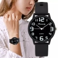 Miniatyrbild 2 av 6: Dammode Silikonklockor Set Minimalistisk Högt antal kvaliteter Big Dial Dam Quartz Armbandsur med Casual Clock Presents black