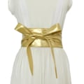 Miniatyrbild 1 av 6: Kvinnor Snörning Pu-läderbälte Nytt Bowknot Bälten Längre Bred Bind Midjeband Slips Rosett Dam Klänning Dekoration Mode 2022 Gold one size
