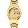Miniatyrbild 1 av 6: Ny åttkantig design Quartz Armbandsur Herr Klänning i gyllene rostfritt stål Watch Datum/vecka Funktioner Lyx dykarklocka Man Gold Gold