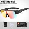 Miniatyrbild 1 av 6: WEST BIKING Myopic Polarized Square Solglasögon Män Photochromic Cykling Passform över glasögon Köra Fiske Glasögon Cykelglasögon Black x Red Orange