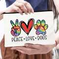 Miniatyrbild 1 av 6: Peace Love Dogs Print Kvinnor Kosmetiska väskor Love My Dog Cute Paws Dragkedja Sminkpåse Resor Toalettsaker Organizer Stor kapacitet W01922-TBWH-D