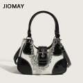 Miniatyrbild 2 av 6: JIOMAY Luxury Designer Handväskor Dam Canvas Splicing Axelväskor Flickor Lackkedja Crossbody-väskor white