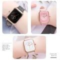 Miniatyrbild 4 av 6: Mode Damklockor 2023 WWOOR Vit Läder Minimalistisk Rektangel Dam Quartz Klänning Armbandsur Relogio Feminino Montre Femme rose red box