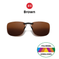 Miniatyrbild 1 av 6: VIVIBEE Men Driving Clip On Solglasögon för Myopia Glasögon Polarized Women Square Night Vision Fishing UV400 Solglasögon 4 Brown with case
