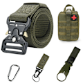 Miniatyrbild 2 av 6: Army Style Stridsbälten Set Inkluderad Väska Krok Snabbkoppling Taktiskt bälte Herr Militär Canvas Utomhus Jakt Camping Trekking Set C Khaki 125cm