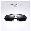 Miniatyrbild 3 av 6: AORON Classic Retro Polarized Solglasögon Herr Rektangulära Solglasögon Aluminiumram Solglasögon Herr UV400 Black Black Glasses Bag