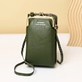 Miniatyrbild 1 av 6: Kvinnor Telefon Crossbody Väska Pu Läder Mini Shoulder Messenger Bag Rese Bärbar myntväska Kortväska Väskor för flickor Plånböcker Green