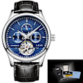 Miniatyrbild 1 av 6: Relogio Masculin LIGE Nya Herrklockor Toppmärke Lyx Automatisk Mekanisk Watch Herr Läder Vattentät Watch Veckoklocka+låda Silver blue
