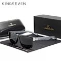Miniatyrbild 1 av 6: Äkta KINGSEVEN Brand Square Retro Gradient Polarized Solglasögon Dam Män Kolfibermönster Design Utomhussportglasögon Limited Black