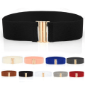 Miniatyrbild 2 av 6: Brett resårbälte Enfärgad Korsettbälte Metallspänne Dammode Cummerbands Stretch Cinch Midjeband Klänning Midjebälte #YY White