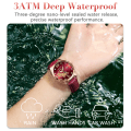 Miniatyrbild 3 av 6: POEDAGAR Mode Quartz Watch Damklocka Lyx Elegant Casual klocka Vattentät Lysande Date Läder Kvinnor Watch Montre Femme present Wine Red