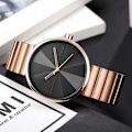 Miniatyrbild 1 av 6: Unik Creative Halv Transparent Unisex watch klocka För män Kvinnor Par Nörd Snygga Läder Armbandsur Mode Quartz watch DESIGN 3 (D)