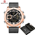 Miniatyrbild 1 av 6: NAVIFORCE Originalklockor för män Lyxmärke Quartz Dual Display Militär watch Mesh stålband Vattentät klocka RGBB BOX