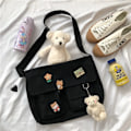 Miniatyrbild 1 av 6: Canvasväska Enkel Kvinnor Crossbody-väska Ungdom Flickväskor Damväskor Casual Axelväskor Diagonal Messenger Skolväskor Handväskor 4 badge pendants Frog pendant