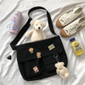 Miniatyrbild 1 av 6: Canvasväska Enkel Kvinnor Crossbody-väska Ungdom Flickväskor Damväskor Casual Axelväskor Diagonal Messenger Skolväskor Handväskor 4 badge pendants No Pendant