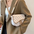 Miniatyrbild 2 av 6: Sadelväska kvinnlig läderväska design lyxväska för kvinna crossbody-väska axelväska underarmsväska sidoväskor för kvinnor Khaki