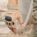 Miniatyrbild 3 av 6: Halvfingerhandskar för män, militära taktiska utomhushandskar, sportskytte, jakt, airsoft, motorcykel, cykelhandskar khaki L