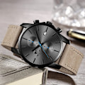 Miniatyrbild 5 av 6: 2021 Watch CHEETAH Märke Mode Sport Kvartsklockor Herr Läder Vattentät Chronograph Clock Business Relogio Masculino S Grey Box