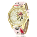 Miniatyrbild 1 av 6: Mode Damklockor Kvinnor Printed Watch Lyx Casual Quartz Läder Watch Mode Kvinnlig Klänning Klockor Relogio Pink