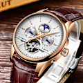 Miniatyrbild 5 av 6: Relogio Masculin LIGE Nya Herrklockor Toppmärke Lyx Automatisk Mekanisk Watch Herr Läder Vattentät Watch Veckoklocka+låda Silver blue