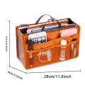 Miniatyrbild 3 av 6: Organizer Insatsväska Vikbara förvaringsväskor Handväska Reseinlägg Filt Organizer Handväska 2022 Fashion Tote Kosmetiska väskor Badrum orange