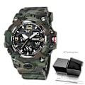 Miniatyrbild 1 av 6: SMAEL Dual Time Watch för män Mode Vattentät Quart Digital Armbandsur Väckarklocka LED Bakgrundsbelysning Kalenderklockor 8008 Camo Green-Box