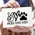 Miniatyrbild 1 av 6: Peace Love Dogs Print Kvinnor Kosmetiska väskor Love My Dog Cute Paws Dragkedja Sminkpåse Resor Toalettsaker Organizer Stor kapacitet W01918-TBWH-D