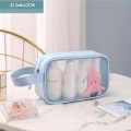 Miniatyrbild 1 av 6: Kvinnor Transparent Vattentät PVC kosmetikaväska Bärbar Nödvändig kosmetisk väska Organizer Mode små stora toalettväskor Small blue