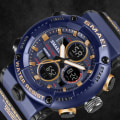 Miniatyrbild 4 av 6: SMAEL Watch Herr Vattentät LED Digital Klockor Stoppur Stor Urtavla Klocka För Man 8038 relogio masculino Herr Klockor Quartz LIGHTBLUE