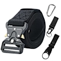 Miniatyrbild 1 av 6: Army Style Stridsbälten Set Inkluderad Väska Krok Snabbkoppling Taktiskt bälte Herr Militär Canvas Utomhus Jakt Camping Trekking Set A Black 125cm