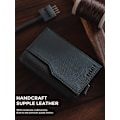 Miniatyrbild 5 av 6: Case med dubbelt ID-fönster RFID-blockerande automatisk popup-plånbok i läder för kort och sedlar Wine red