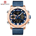 Miniatyrbild 1 av 6: NAVIFORCE Originalklockor för män Lyxmärke Quartz Dual Display Militär watch Mesh stålband Vattentät klocka RGBEBE