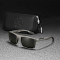 Miniatyrbild 1 av 6: KDEAM Rectangular Ultra Light TR90 Solglasögon Män Polariserad TAC 1,1 mm Tjocklek Lins Solglasögon Kvinnor Sport Man KD101 C6 Gray-Black with packaging